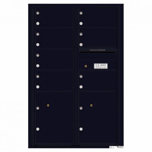 Florence Versatile Front Loading 4C Commercial Mailbox with 7 Tenant Doors and 2 Parcel Lockers 4C13D-07 Black