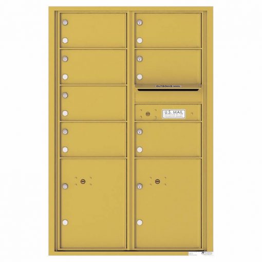 Florence Versatile Front Loading 4C Commercial Mailbox with 7 Tenant Doors and 2 Parcel Lockers 4C13D 07 Gold Speck