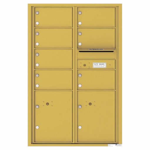 Florence Versatile Front Loading 4C Commercial Mailbox with 7 Tenant Doors and 2 Parcel Lockers 4C13D-07 Gold Speck