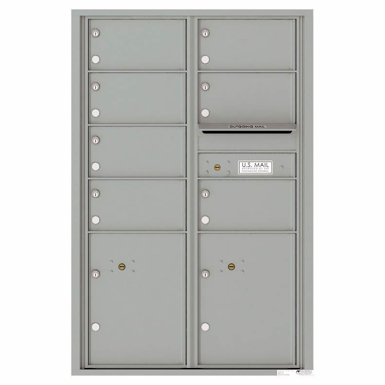 Florence Versatile Front Loading 4C Commercial Mailbox with 7 Tenant Doors and 2 Parcel Lockers 4C13D 07 Silver Speck