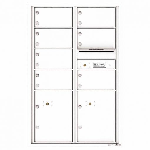 Florence Versatile Front Loading 4C Commercial Mailbox with 7 Tenant Doors and 2 Parcel Lockers 4C13D-07 White