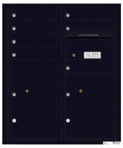 Florence Versatile Front Loading 4C Commercial Mailbox with 7 Tenant Doors and 2 Parcel Lockers 4CADD-07 Black