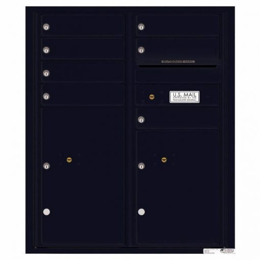 Florence Versatile Front Loading 4C Commercial Mailbox with 7 Tenant Doors and 2 Parcel Lockers 4CADD-07 Black