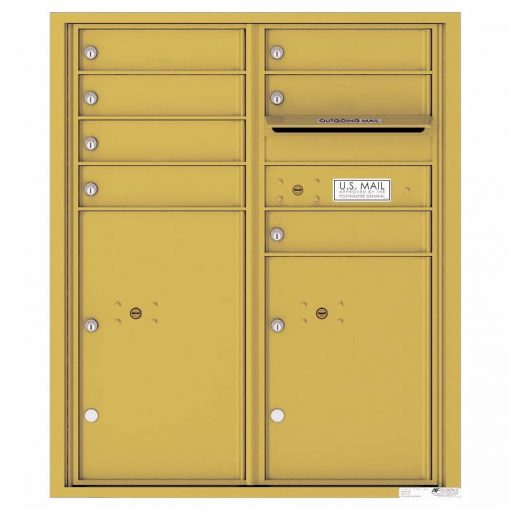 Florence Versatile Front Loading 4C Commercial Mailbox with 7 Tenant Doors and 2 Parcel Lockers 4CADD 07 Gold Speck