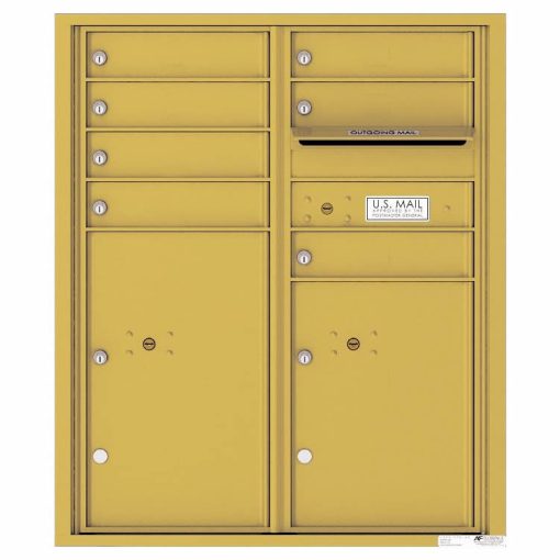 Florence Versatile Front Loading 4C Commercial Mailbox with 7 Tenant Doors and 2 Parcel Lockers 4CADD-07 Gold Speck