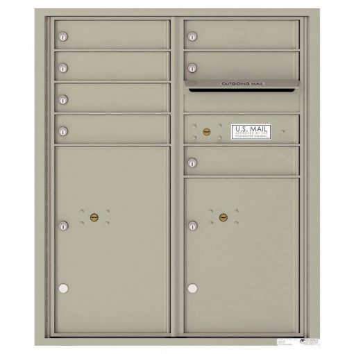 Florence Versatile Front Loading 4C Commercial Mailbox with 7 Tenant Doors and 2 Parcel Lockers 4CADD 07 Postal Grey