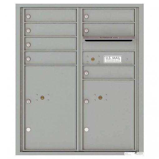 Florence Versatile Front Loading 4C Commercial Mailbox with 7 Tenant Doors and 2 Parcel Lockers 4CADD 07 Silver Speck