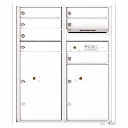 Florence Versatile Front Loading 4C Commercial Mailbox with 7 Tenant Doors and 2 Parcel Lockers 4CADD 07 White