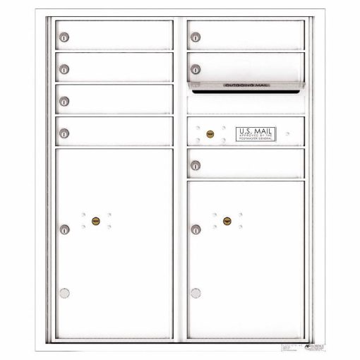 Florence Versatile Front Loading 4C Commercial Mailbox with 7 Tenant Doors and 2 Parcel Lockers 4CADD-07 White