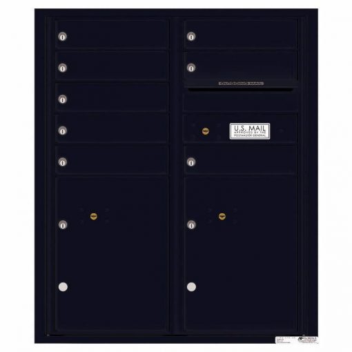 Florence Versatile Front Loading 4C Commercial Mailbox with 8 tenant Doors and 2 Parcel Lockers 4CADD 08 Black