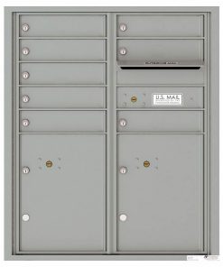 Florence Versatile Front Loading 4C Commercial Mailbox with 8 tenant Doors and 2 Parcel Lockers 4CADD-08 Silver Speck