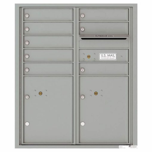 Florence Versatile Front Loading 4C Commercial Mailbox with 8 tenant Doors and 2 Parcel Lockers 4CADD-08 Silver Speck