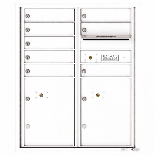 Florence Versatile Front Loading 4C Commercial Mailbox with 8 tenant Doors and 2 Parcel Lockers 4CADD 08 White