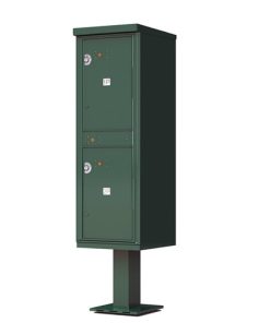 2 – Door Florence Outdoor Parcel Locker with Pedestal Forest Green