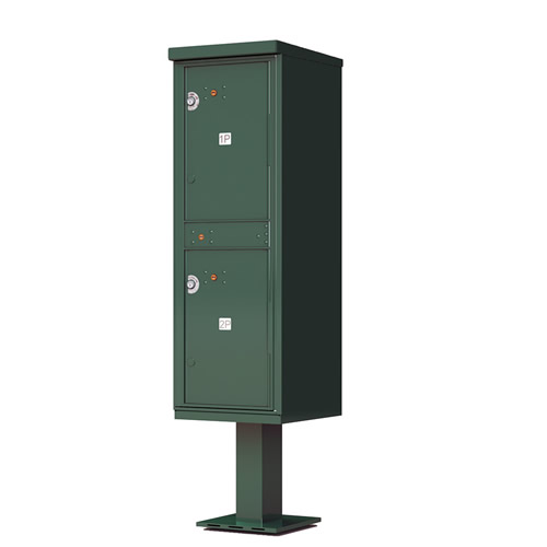 2 – Door Florence Outdoor Parcel Locker with Pedestal Forest Green