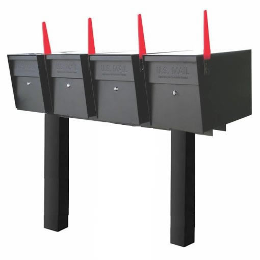 4 Mail Boss High Security. Mailboxes With Posts Black Flag Up 510x510